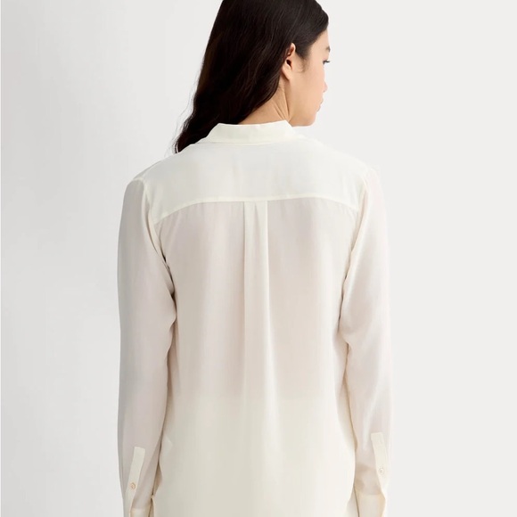 Everlane THE MUST-HAVE SHIRT IN WASHABLE SILK off white 100% silk blouse size 0 - Picture 8 of 9